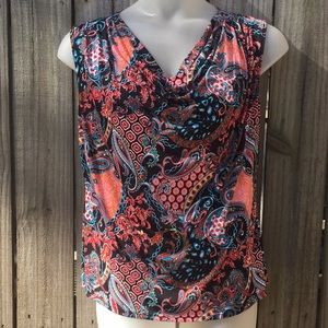 Multi colored pattern soft drape blouse